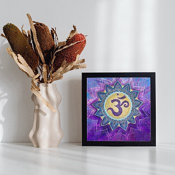 DIY 5D Diamond Painting Mandala Flower Full Drill Kits, Including Canvas Painting Cloth, Resin Rhinestones, Diamond Sticky Pen, Tray Plate, Glue Clay, Dark Violet, 300x300x0.3mm, Rhinestone: about 3mm in diameter, 1mm thick, 21 bags