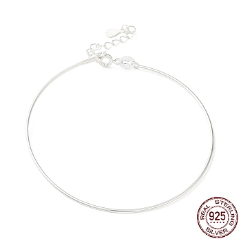 925 Sterling Silver Bangles, Adjustable DIY Beadable Bangles for Women, with S925 Stamp & Twist Clasp, Silver Color Plated, 6-1/2 inch(16.5cm)