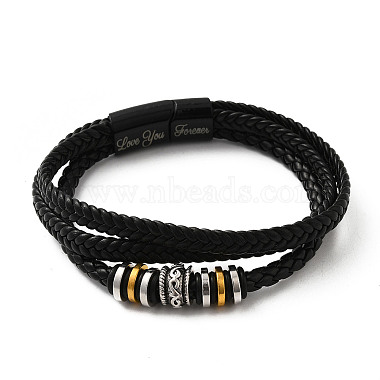 Word Love You Forever Leather Braided Triple Layer Multi-strand Bracelet(JB751A)-2