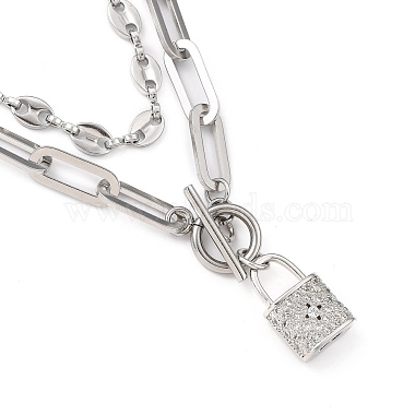 304 Stainless Steel Coffee Bean Chain Necklaces and  Pendant Necklaces Sets(NJEW-JN03083)-2