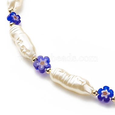 ABS Imitation Pearl & Millefiori Glass Beaded Necklace for Women(NJEW-JN03918)-4