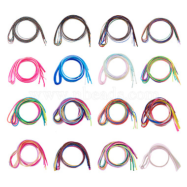 Kissitty 16 sacs 16 style métallique/polyester/organza/fils cordons cordons de tressage de cheveux(OHAR-KS0001-01)-2