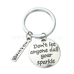 Alloy Keychain, with Iron Findings, Antique Silver, 5.3cm(KEYC-YW00018)