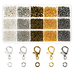 300Pcs 5 Colors Zinc Alloy Lobster Claw Clasps, Parrot Trigger Clasps, with 3500Pcs 5 Colors Brass Open Jump Rings, Mixed Color, 12x6mm, Hole: 1.2mm, 60pcs/color & 700pcs/color(FIND-FH0016-49)