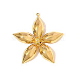 304 Stainless Steel Pendants, Flower Charms, Ion Plating(IP), Real 18K Gold Plated, 39x39mm(STAS-OY006-72G)