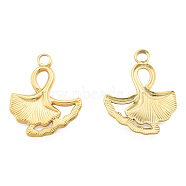 Ion Plating(IP) 201 Stainless Steel Pendants, Ginkgo Leaf, Real 18K Gold Plated, 24x19x2mm, Hole: 2mm(STAS-N098-253LG)