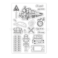 PVC Plastic Stamps, for DIY Scrapbooking, Photo Album Decorative, Cards Making, Stamp Sheets, Train Pattern, 16x11x0.3cm(DIY-WH0167-56-327)
