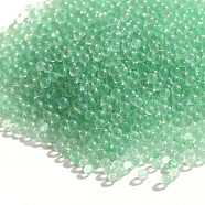 Luminous DIY Nail Art Decoration Mini Glass Beads, Tiny Caviar Nail Beads, Glow In The Dark, Round, Medium Aquamarine, 2mm(LUMI-PW0001-187H)