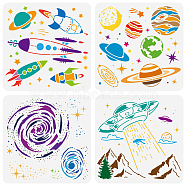 4Pcs 4 Styles Sea Animals Theme PET Hollow Out Drawing Painting Stencils, for DIY Scrapbook, Photo Album, Mixed Shapes, 300x300mm, 1pc/style(DIY-WH0394-0256)