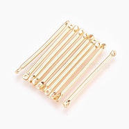 Brass Bar Links connectors, Nickel Free, Real 18K Gold Plated, Column, 30x2x1mm, Hole: 1mm(X-KK-T020-24G)