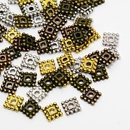 Tibetan Style Beads Alloy Square Spacer Beads, Cadmium Free & Nickel Free & Lead Free, Mixed Color, 7x7x2mm, Hole: 2mm, about 112pcs/35g(TIBEB-00697-M-NR)