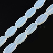 Imitation Jade Glass Beads Strands, Oval, Ghost White, 19x10x3.5mm, Hole: 1.4mm, about 22Pcs/strand, 16.93''(43cm)(GLAA-E033-05A)