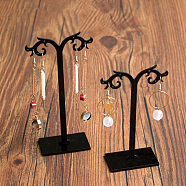 Acrylic Earring Displays Sets, Jewelry Display Rack, Jewelry Tree Stand, Black, 6.8x11~13cm, 2pcs/set(PAAG-PW0012-52)
