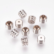 201 Stainless Steel Cord Ends, End Caps, Stainless Steel Color, 4.5x6mm, Hole: 1mm, Inner Diameter: 4.5mm(X-STAS-L205-22P)