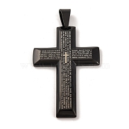 304 Stainless Steel Big Pendants, Message Charms, Cross Charm, Religion, Black, 60x41x4.5mm, Hole: 6x10mm(STAS-Z080-11B)