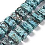 Natural Ocean Jasper Beads Strands, Dyed, Rectangle, Light Blue, 23~31x13~17mm, Hole: 2.5mm, about 16.3 inch(415mm)(G-K180-N02)