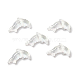 K9 Glass Cabochons, with Glitter Powder, Dolphin, White, 4.7x7.8x2.2mm(GGLA-Z003-12A-001JW)