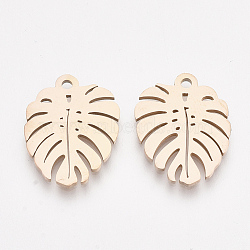 201 Stainless Steel Pendants, Leaf, Rose Gold, 17x13x1mm, Hole: 1.4mm(X-STAS-T045-40RG)