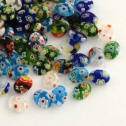 Handmade Millefiori Glass Cabochons, Oval, Mixed Color, 8x6x3mm(X-LK-R006-12)