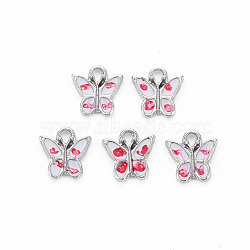 Platinum Tone Alloy Links Connectors , with Enamel, Cadmium Free & Lead Free, Butterfly, Red, 16.5x22x3mm, Hole: 1.2mm(PALLOY-T081-06-RS)