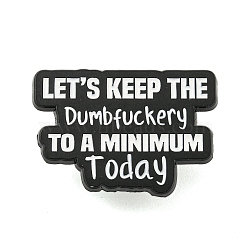 Let's Keep The Dumbfuckery Alloy Badges, Word Enamel Pins for Suit Shirt Collar, Black, Black, 22x31x1.5mm(JEWB-M041-02B)