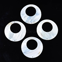 Freshwater Shell Connector Charms, Undyed, Ring, Seashell Color, 69~70x0.5~2.5mm, Hole: 1.6mm(SHEL-S276-161)