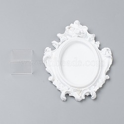 Resin Necklace Jewelry Display Stand, with Plastic Holder, White, 13.15x10x1.45cm(X-NDIS-H040-01)