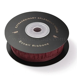 Polyester Ribbons, Double Face Ruffle Ribbon, for DIY Gift Packing, Flower Packaging, Brown, 7/8 inch(22mm), 10 yards/roll(91.44m/roll(SRIB-H307-03A-05)