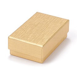 Cardboard Gift Box Jewelry  Boxes, for Necklace, Bracelets, with Black Sponge Inside, Rectangle, Gold, 8.3x5.2x2.9cm(CBOX-F005-02C)