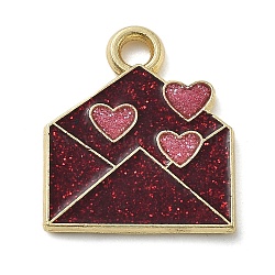 Alloy Pendants, with Enamel, Valentine's Day, Envelope, 16x14x1mm, Hole: 1.8mm(ENAM-D285-04G-05)