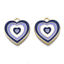 Rack Plating Light Gold Alloy Enamel Pendants, Cadmium Free & Lead Free, Heart, Lilac, 21.5x18.5x1.5mm, Hole: 2mm(ENAM-Q444-014G-RS)