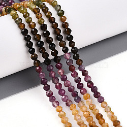 Gradient Color Natural Tourmaline Beads Strands, Faceted, Round, 3x3mm, Hole: 0.6mm, about 138~140pcs/strand, 15.35~15.55''(39~39.5cm)(G-T141-68A)