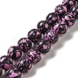 Synthetic Gemstone Dyed Beads Strands, Round, Pearl Pink, 10mm, Hole: 1.6mm, about 38pcs/strand, 14.76''(37.5cm)(G-P507-03B-07)