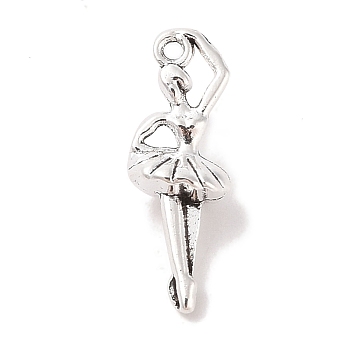 Tibetan Style Alloy Ballerina/Ballet Dancer Pendants, Cadmium Free & Lead Free, Antique Silver, 27x10x7mm, Hole: 2mm, about 384pcs/500g