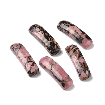 Natural Rhodonite Connector Charms, Curved Tube, Arch, 36~37x10.5~11x5.5~6mm, Hole: 1.2mm