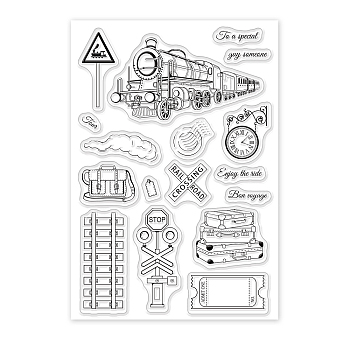 PVC Plastic Stamps, for DIY Scrapbooking, Photo Album Decorative, Cards Making, Stamp Sheets, Train Pattern, 16x11x0.3cm