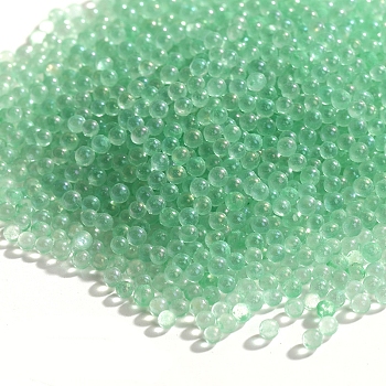 Luminous DIY Nail Art Decoration Mini Glass Beads, Tiny Caviar Nail Beads, Glow In The Dark, Round, Medium Aquamarine, 2mm