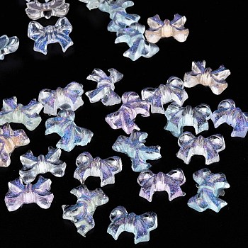 Transparent Resin Cabochons, with Glitter Powder, Bowknot, Mixed Color, 8x10x3mm