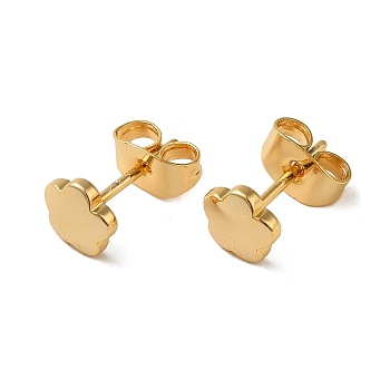 Brass Earrings, Real 18K Gold Plated, Flower, 6.2x6mm