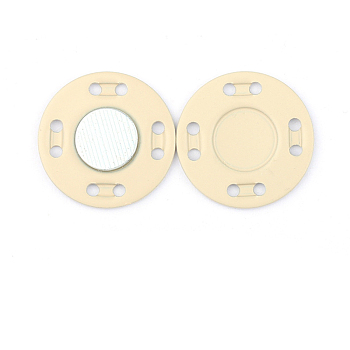 Iron Magnetic Buttons Snap Magnet Fastener, Flat Round, for Cloth & Purse Makings, Antique White, 2x0.3cm