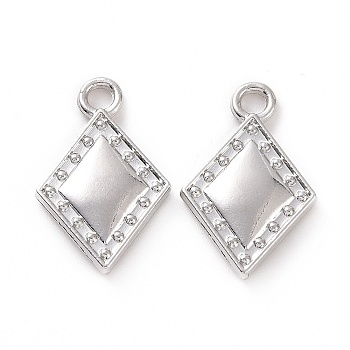 Playing Card Theme Charm, Rack Plating Alloy Pendants, Cadmium Free & Lead Free & Nickle Free, Silver, 14x12x3mm, Hole: 2mm