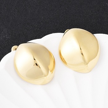 304 Stainless Steel Stud Earrings, Ion Plating(IP), Real 14K Gold Plated, Oval, 28x25mm