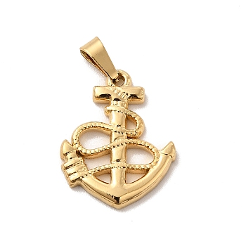 Vacuum Plating 201 Stainless Steel Pendants, Anchor Charms, Golden, 20.5x16.5x2mm, Hole: 7x2.5mm