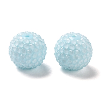 Chunky Resin Rhinestone Bubblegum Ball Beads, Round, Light Blue, 20x18mm, Hole: 3mm