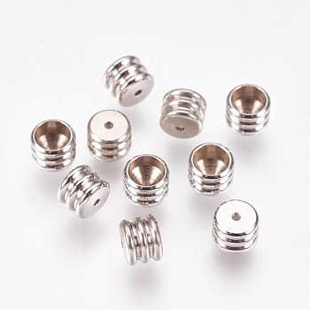 201 Stainless Steel Cord Ends, End Caps, Stainless Steel Color, 4.5x6mm, Hole: 1mm, Inner Diameter: 4.5mm