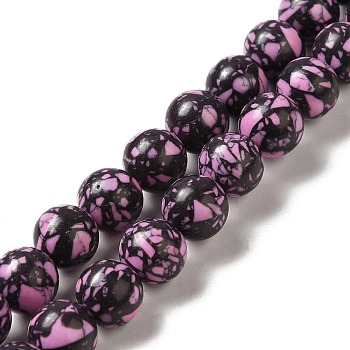 Synthetic Gemstone Dyed Beads Strands, Round, Pearl Pink, 10mm, Hole: 1.6mm, about 38pcs/strand, 14.76''(37.5cm)