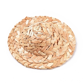 Doll Straw Hat, Mini Hand Knitting Hat, for DIY Crafts Jewelry Accessories Craft Decoration, Sandy Brown, 103x34mm