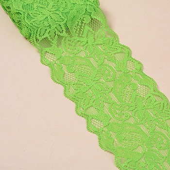 Elastic Lace Trim, Lace Ribbon For Sewing Decoration, Lawn Green, 80mm