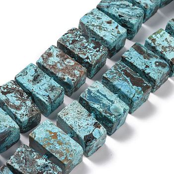 Natural Ocean Jasper Beads Strands, Dyed, Rectangle, Light Blue, 23~31x13~17mm, Hole: 2.5mm, about 16.3 inch(415mm)