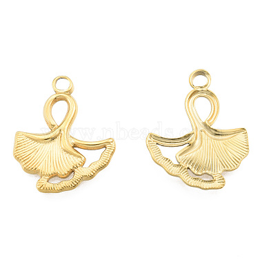 Real 18K Gold Plated Leaf 304 Stainless Steel Pendants